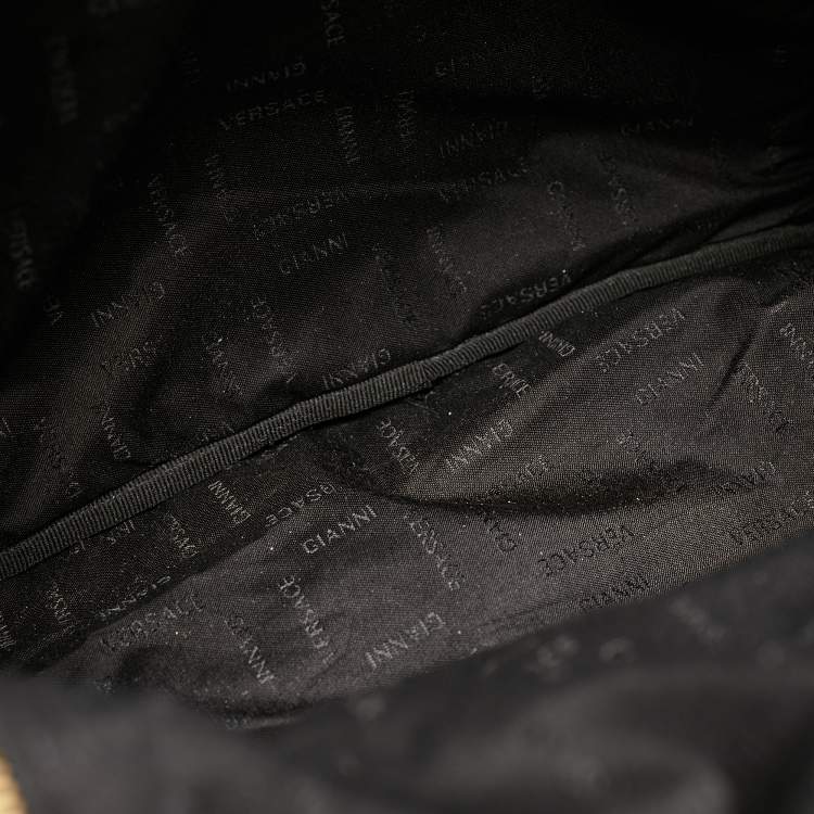 Pre Owned Versace Black/Yellow Baroque Nylon and Leather Medusa Backpack