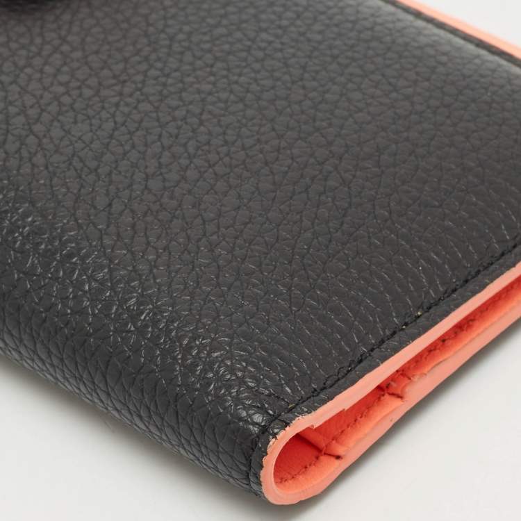 Pre Owned Versace Black Leather Medusa Long Wallet