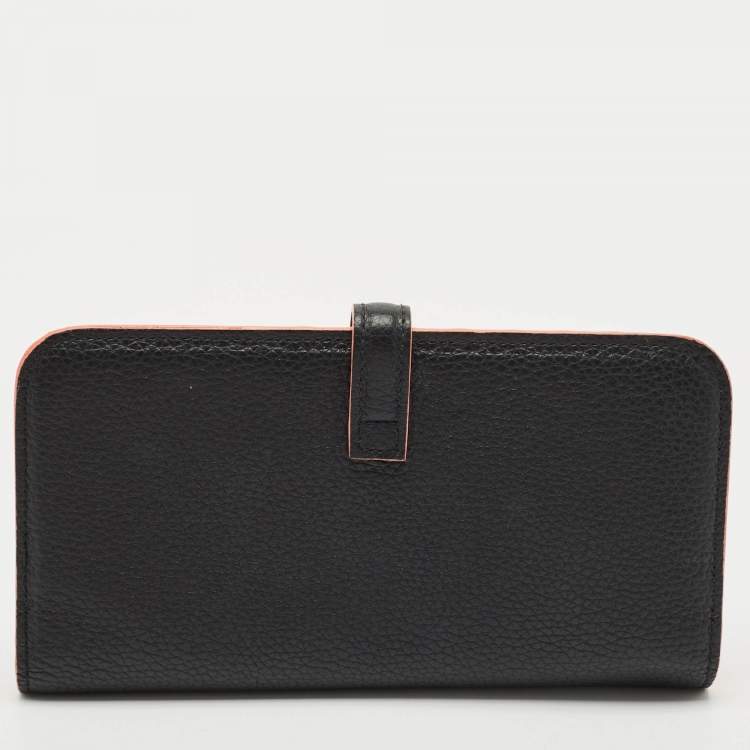 Pre Owned Versace Black Leather Medusa Long Wallet