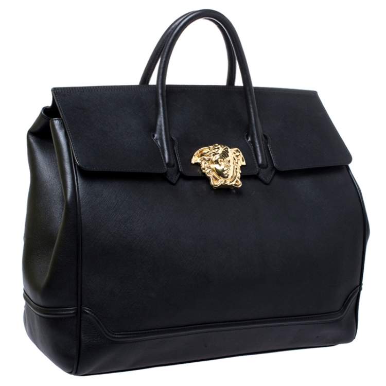 Pre Owned Versace Black Leather Palazzo Empire Tote