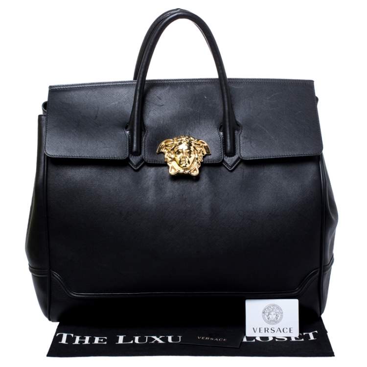 Pre Owned Versace Black Leather Palazzo Empire Tote