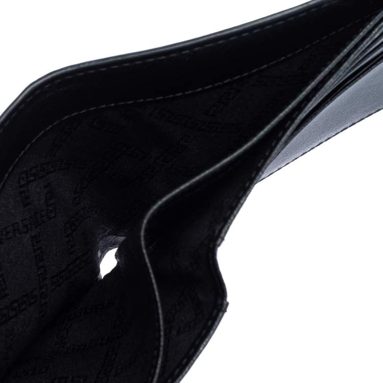 Pre Owned Versace Black Leather Bifold Wallet