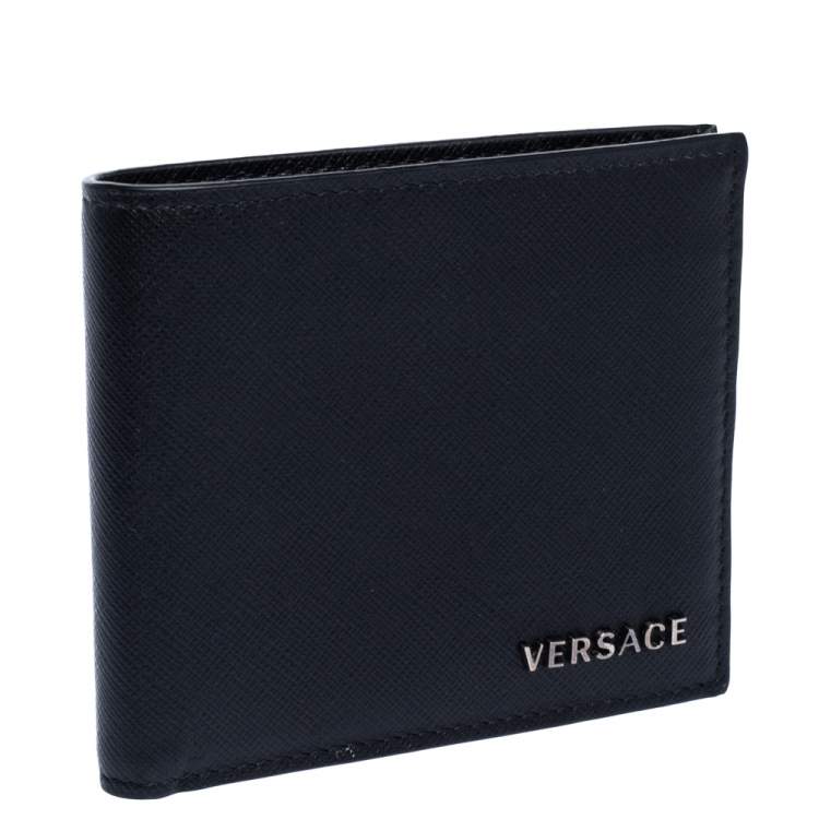 Pre Owned Versace Black Leather Bifold Wallet