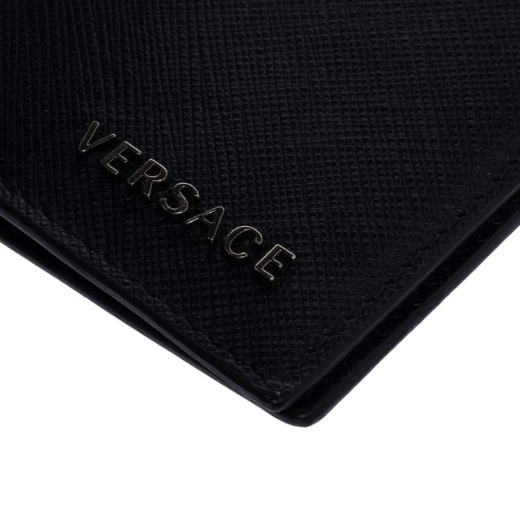 Pre Owned Versace Black Leather Bifold Wallet