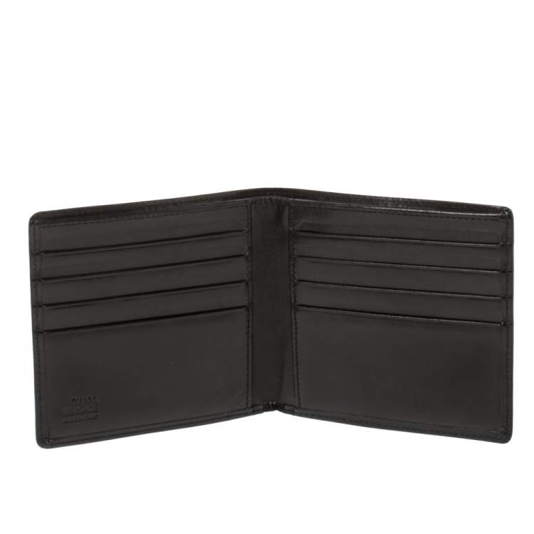 Pre Owned Versace Black Leather Medusa Bifold Wallet