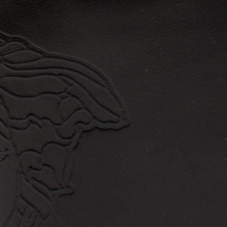 Pre Owned Versace Black Leather Medusa Bifold Wallet
