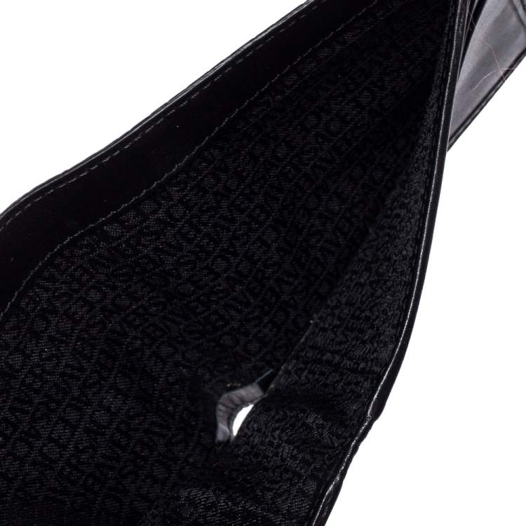 Pre Owned Versace Black Ostrich Leg Bifold Wallet