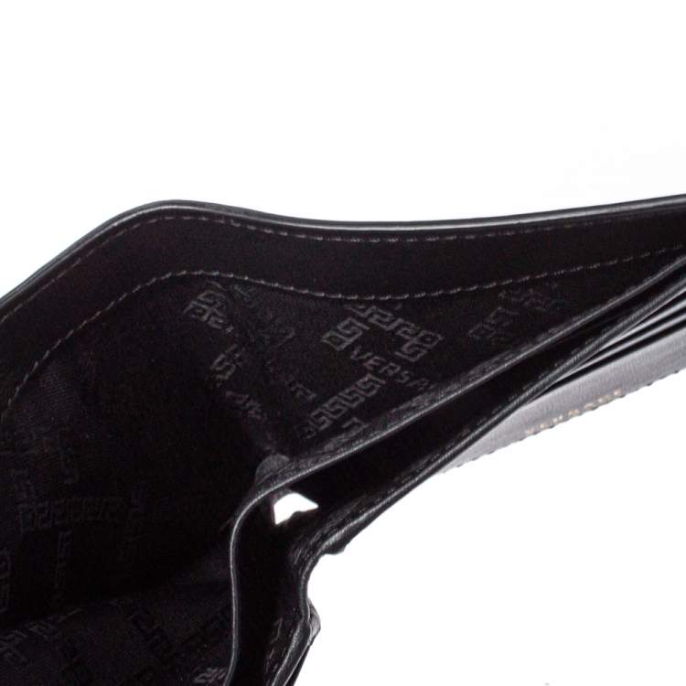 Pre Owned Versace Black Leather Medusa Bifold Wallet