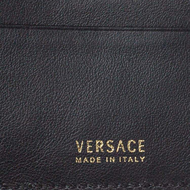 Pre Owned Versace Black Leather Medusa Bifold Wallet
