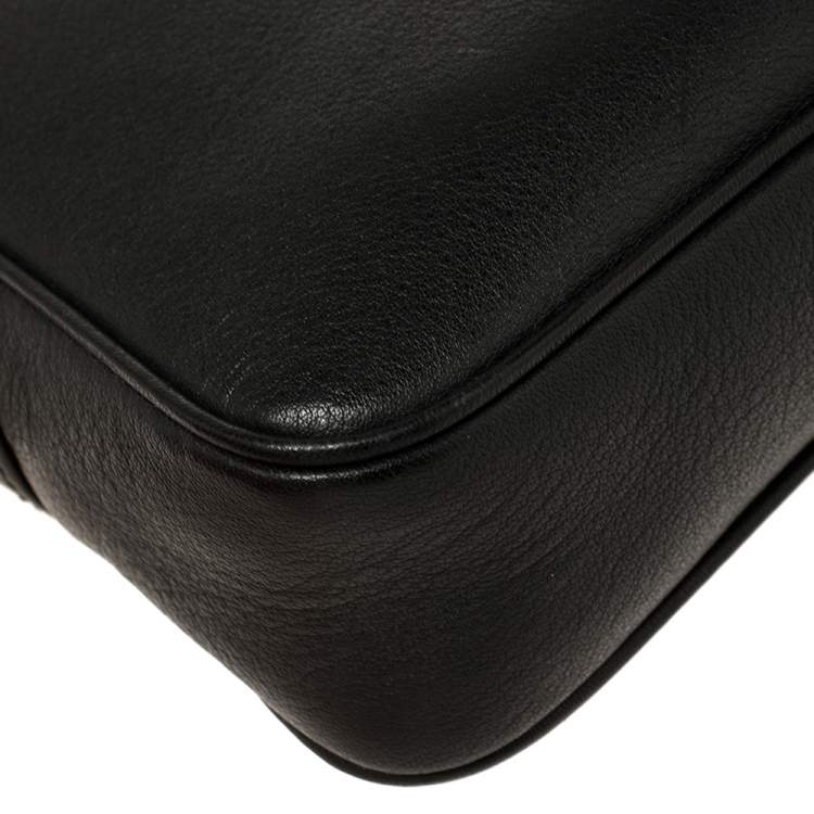 Pre Owned Versace Black Leather Perforated Medusa Wristlet Clutch