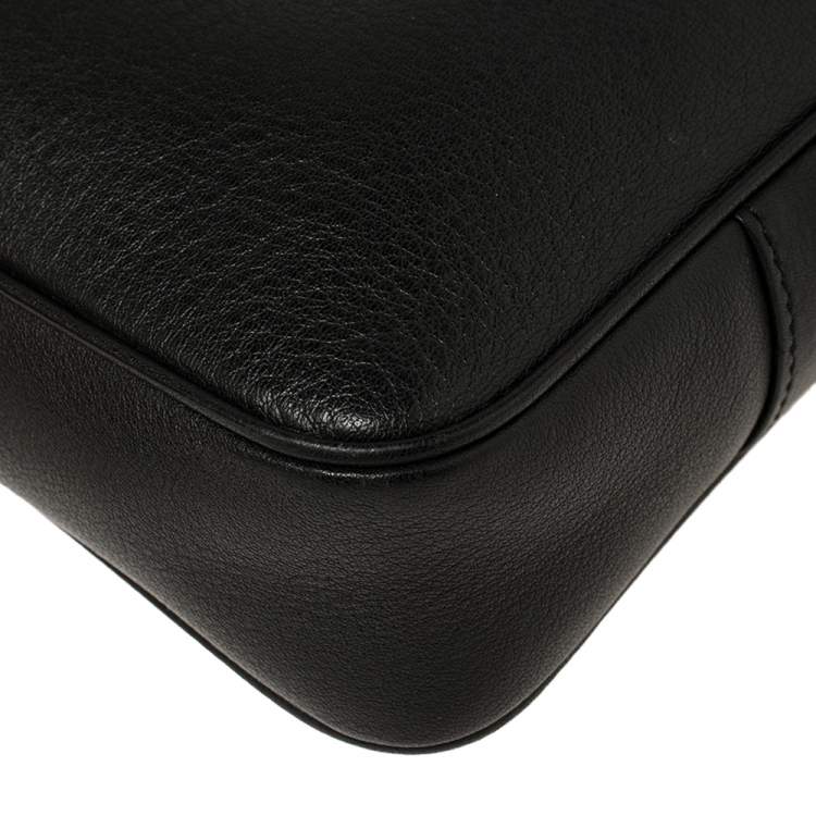 Pre Owned Versace Black Leather Perforated Medusa Wristlet Clutch