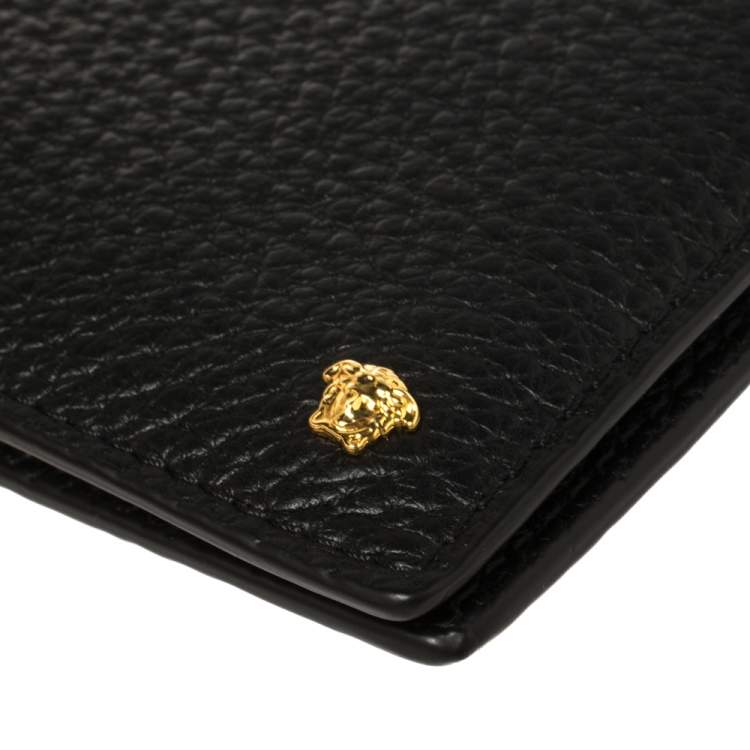Pre Owned Versace Black Leather Medusa Bifold Wallet