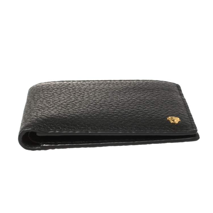 Pre Owned Versace Black Leather Medusa Bifold Wallet