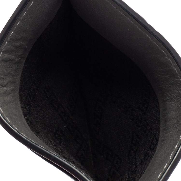 Pre Owned Versace Navy Blue Embossed Signature Leather Card Holder