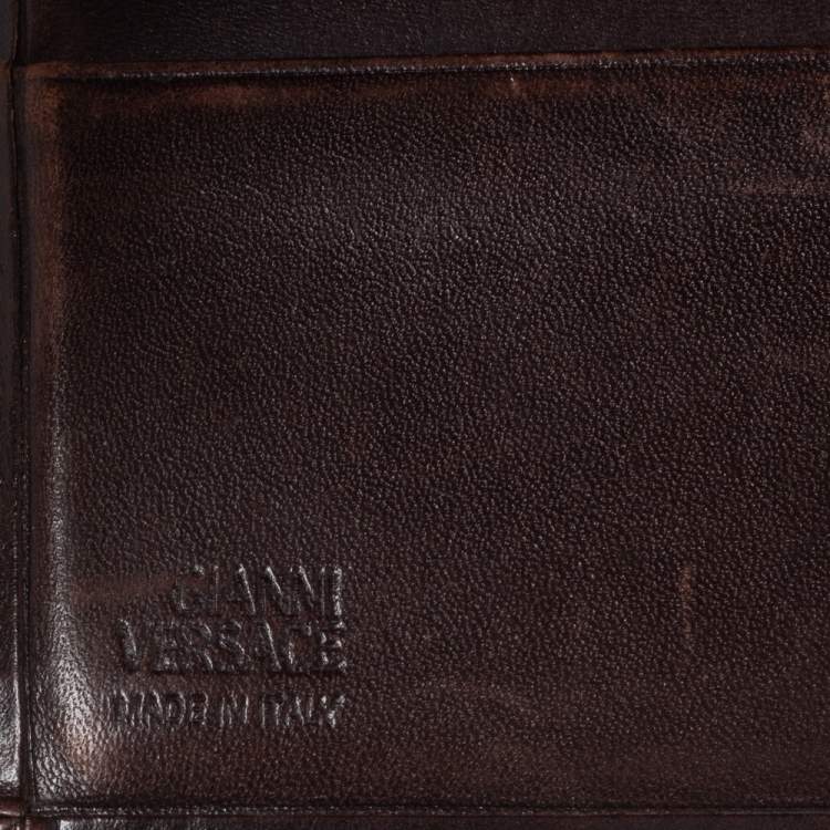 Pre Owned Versace Brown Leather Medusa Bifold Wallet