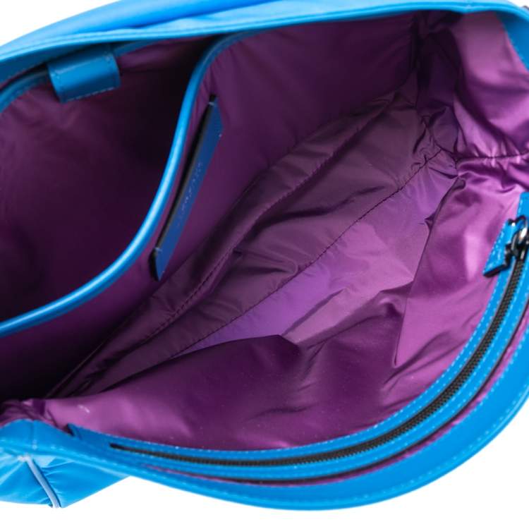 Pre Owned Versace Azure Blue Nylon La Medusa Messenger Bag