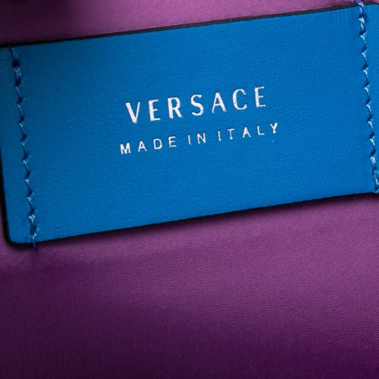 Pre Owned Versace Azure Blue Nylon La Medusa Messenger Bag