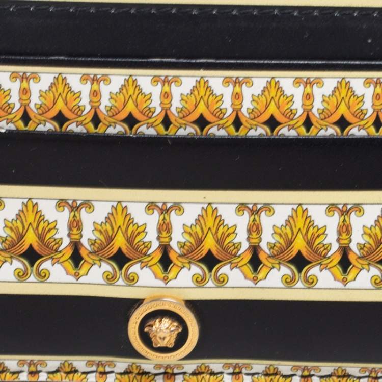 Pre Owned Versace Multicolor Leather Printed Card Case