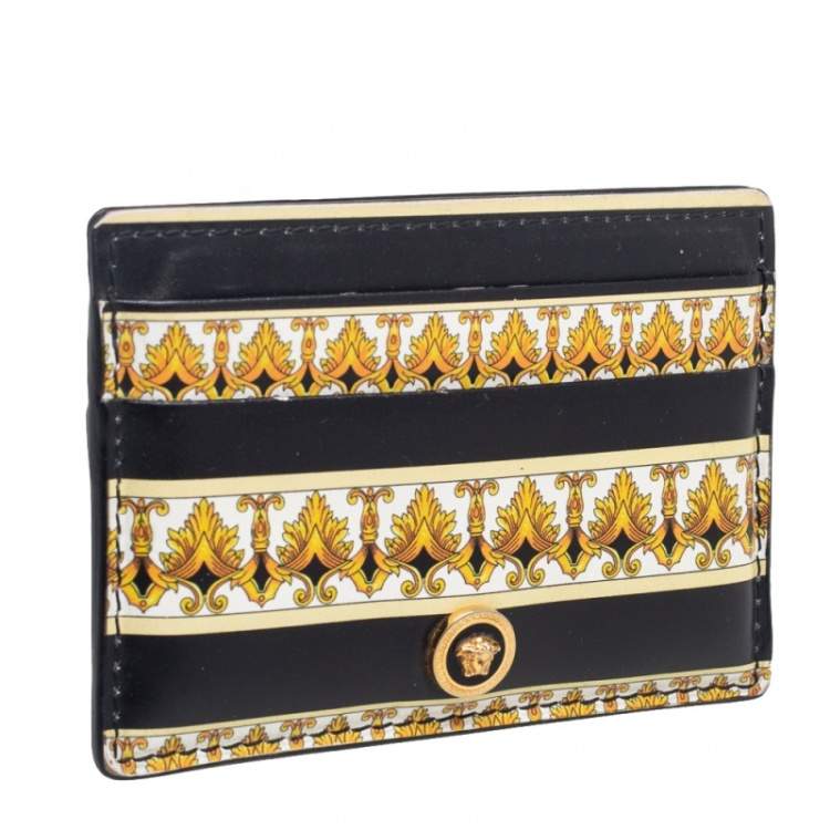 Pre Owned Versace Multicolor Leather Printed Card Case