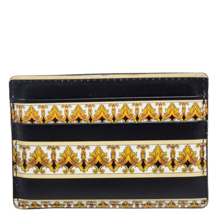 Pre Owned Versace Multicolor Leather Printed Card Case