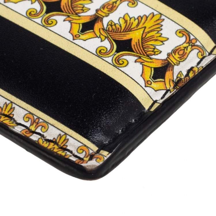 Pre Owned Versace Multicolor Leather Printed Card Case