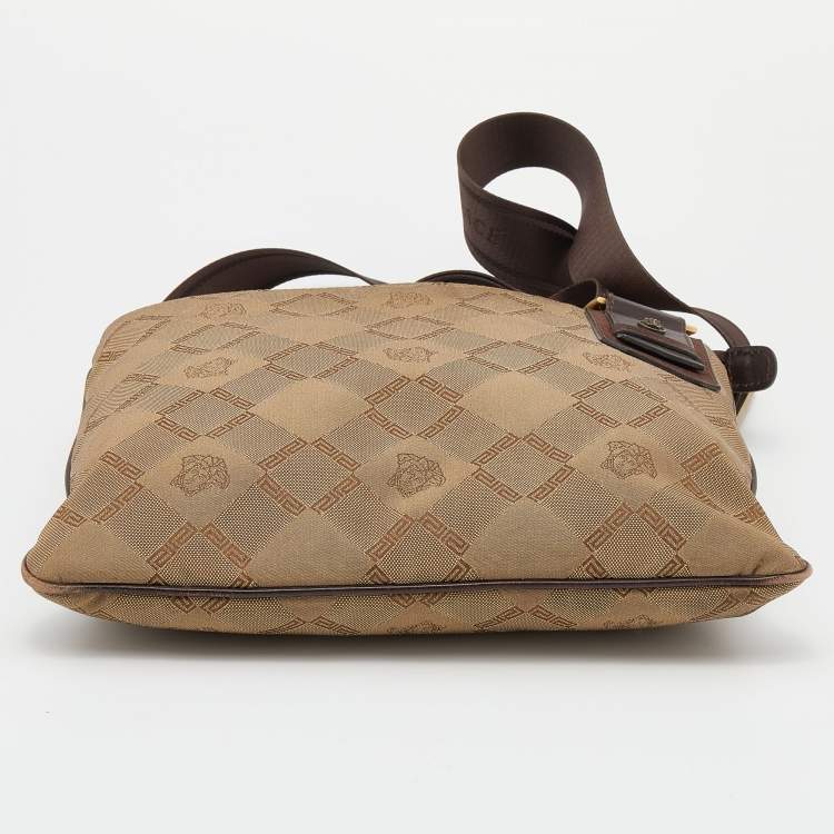 Pre Owned Versace Beige Canvas Crossbody Bag