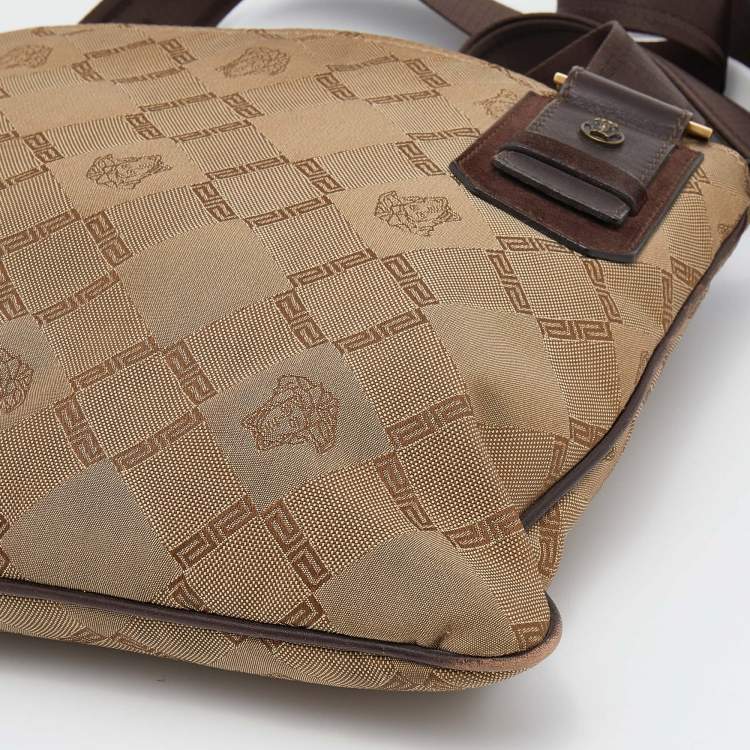 Pre Owned Versace Beige Canvas Crossbody Bag