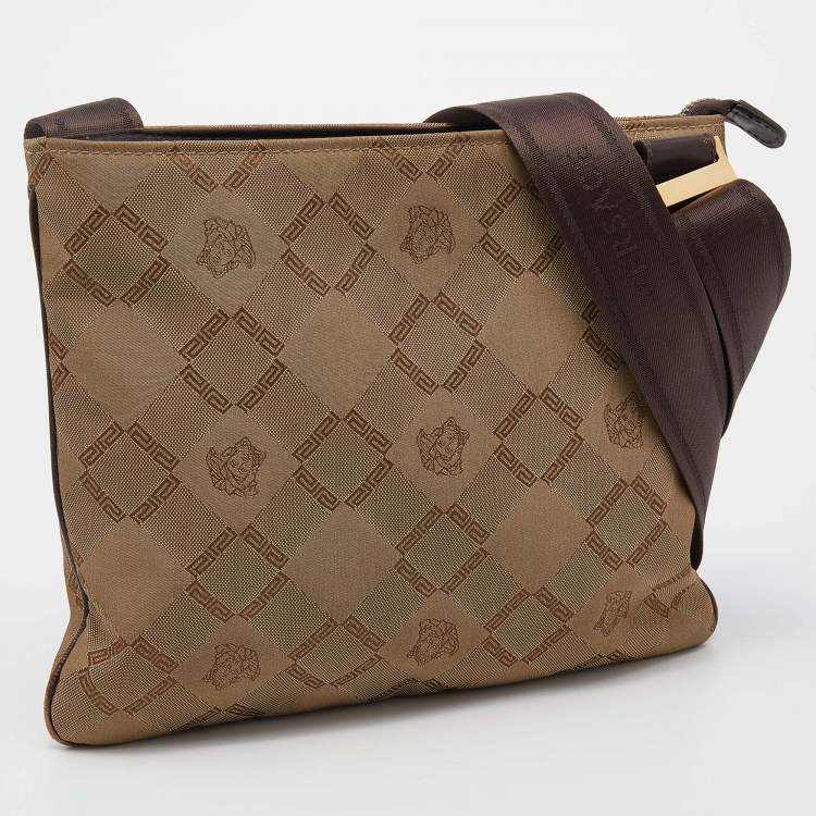 Pre Owned Versace Beige Canvas Crossbody Bag