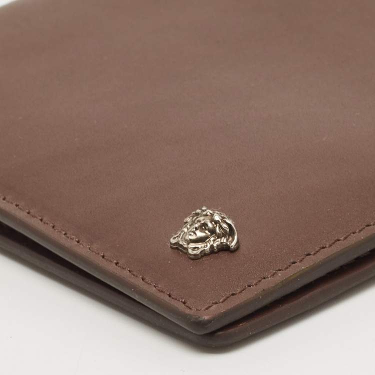 Pre Owned Versace Brown Leather Medusa Bifold Wallet