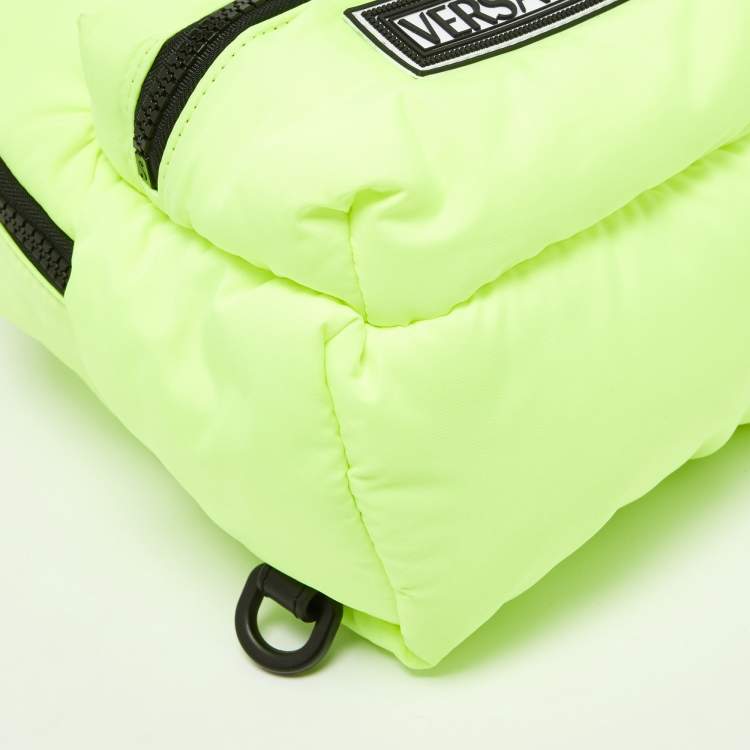 Pre Owned Versace Neon Yellow Nylon Sling Bag