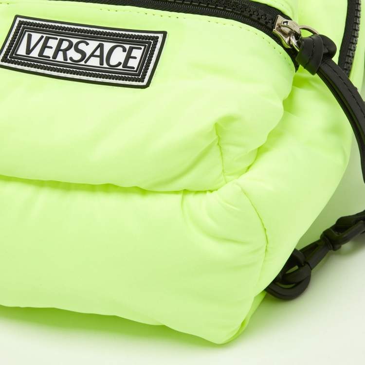 Pre Owned Versace Neon Yellow Nylon Sling Bag