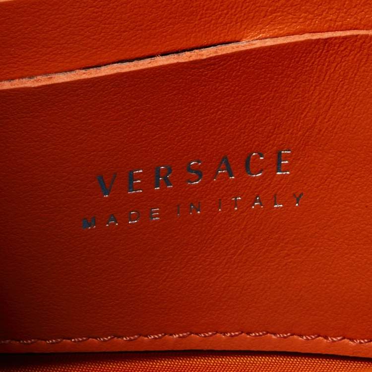 Pre Owned Versace Orange Nylon and Leather 'La Medusa' Messenger Bag