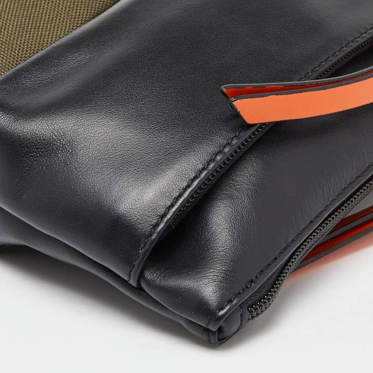 Pre Owned Vesace Multicolor Leather,Croc Embossed and Canvas Belt Bag