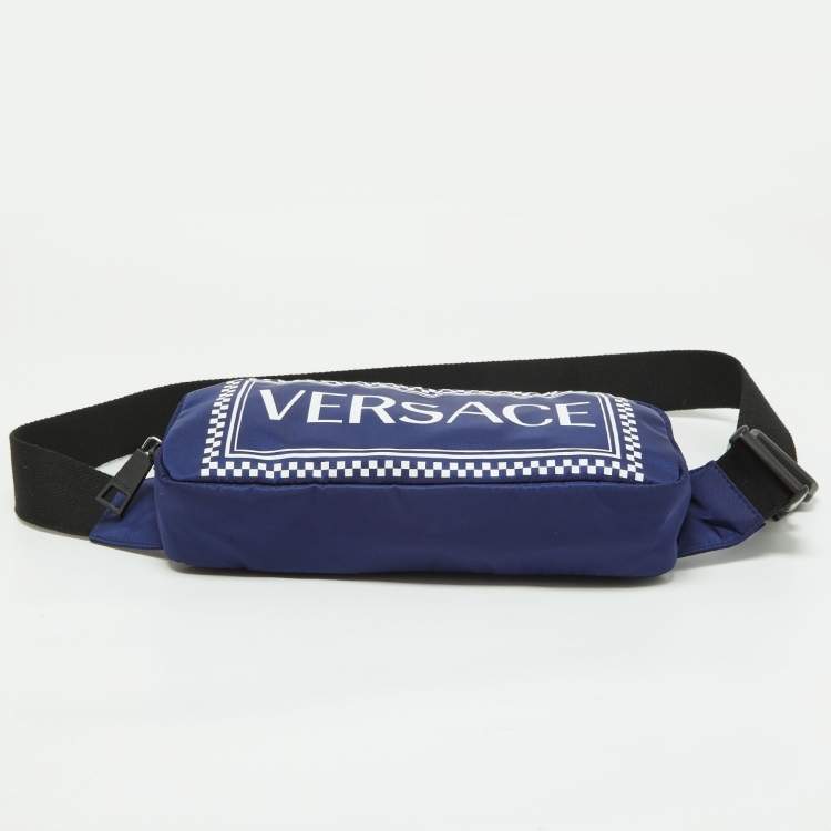 Pre Owned Versace Blue Nylon Belt Bag