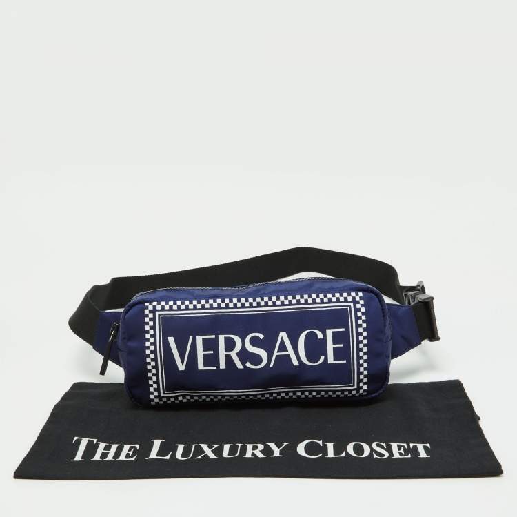 Pre Owned Versace Blue Nylon Belt Bag