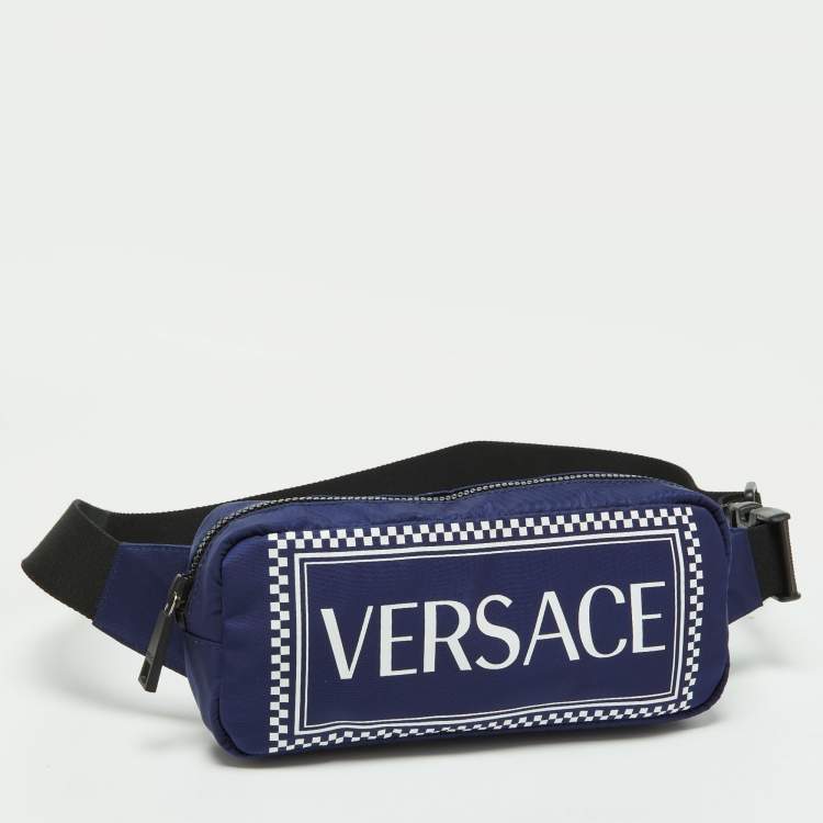 Pre Owned Versace Blue Nylon Belt Bag