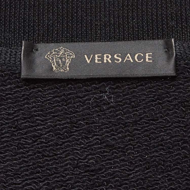 Pre Owned Versace Black Medusa Logo Embroidered Cotton Sweatshirt M