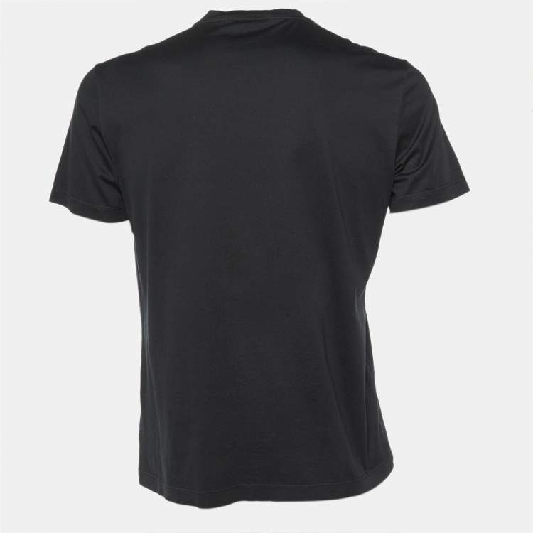 Pre Owned Versace Black Baroque Print Cotton Crew Neck T-Shirt M