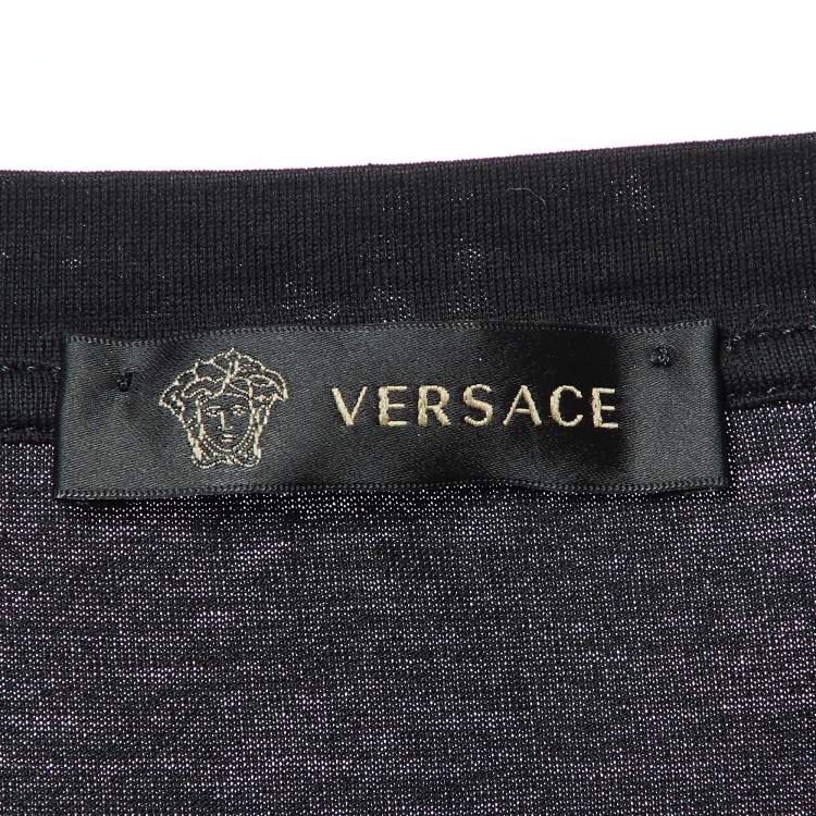 Pre Owned Versace Black Baroque Print Cotton Crew Neck T-Shirt M