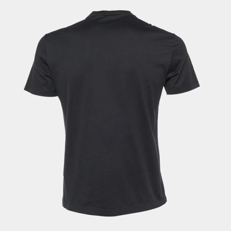 Pre Owned Versace Black Cotton Medusa Embellished Crew Neck T-Shirt S