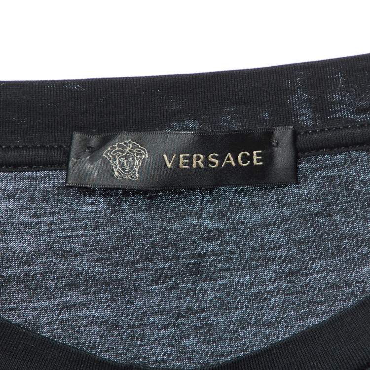 Pre Owned Versace Black Cotton Medusa Embellished Crew Neck T-Shirt S