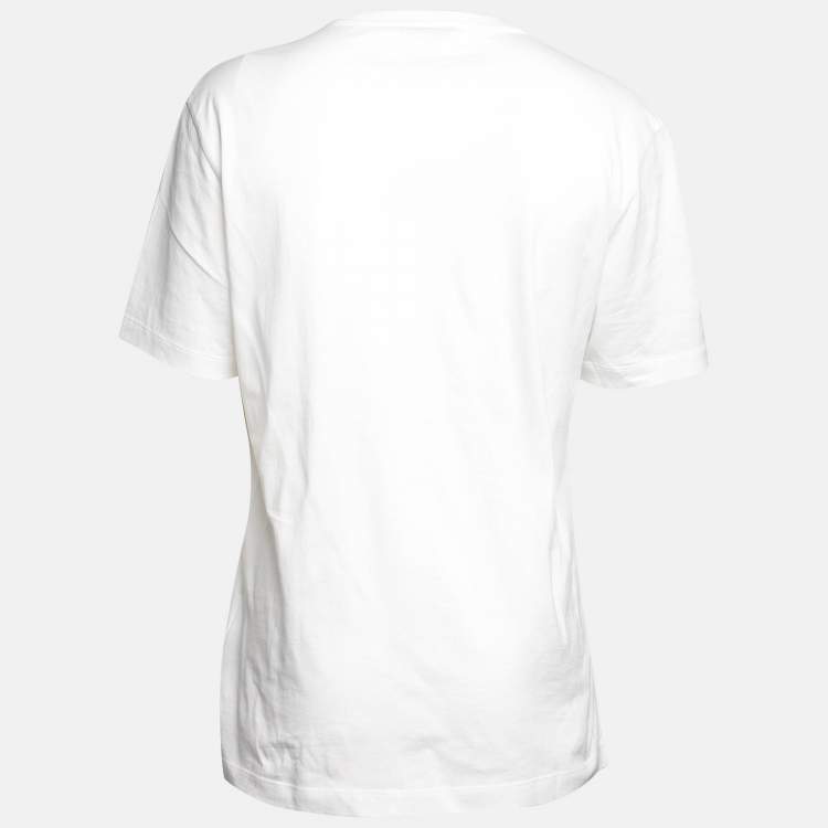 Pre Owned Versace White Cotton Logo Print Crew Neck T-Shirt 2XL