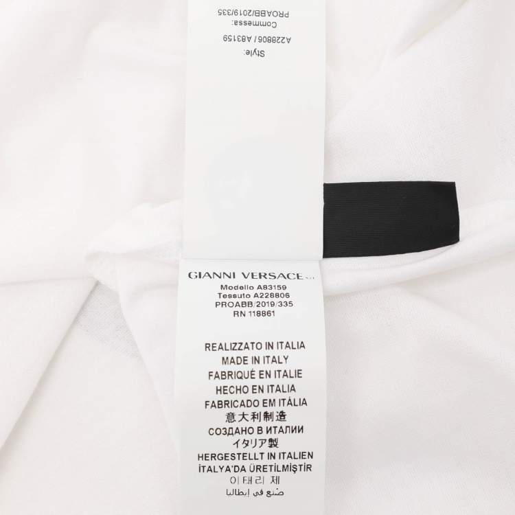 Pre Owned Versace White Cotton Logo Print Crew Neck T-Shirt 2XL