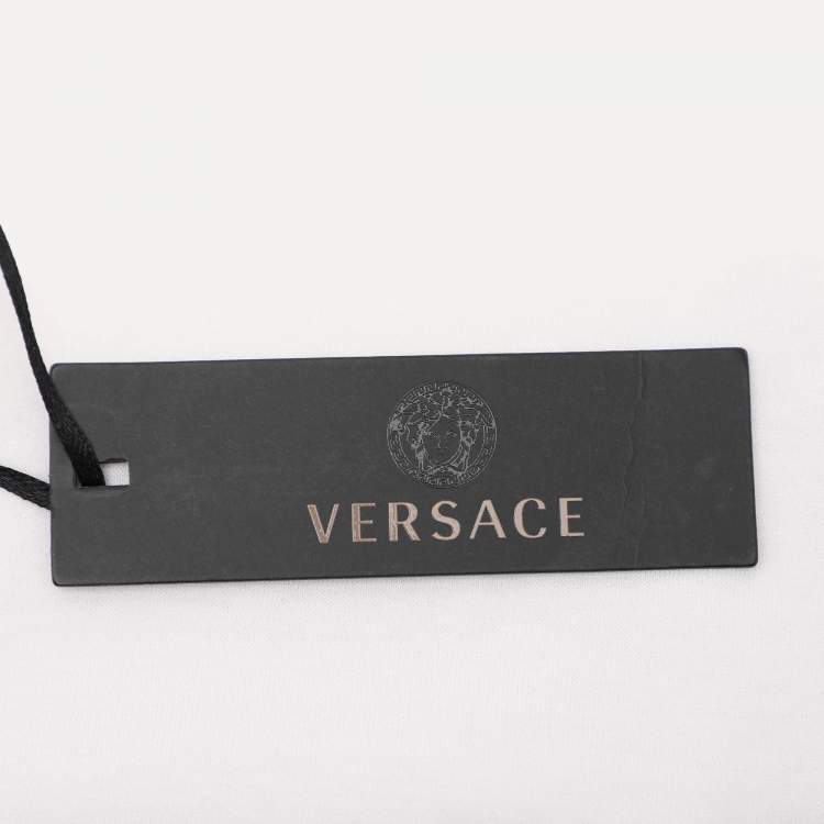 Pre Owned Versace White Cotton Logo Print Crew Neck T-Shirt 2XL