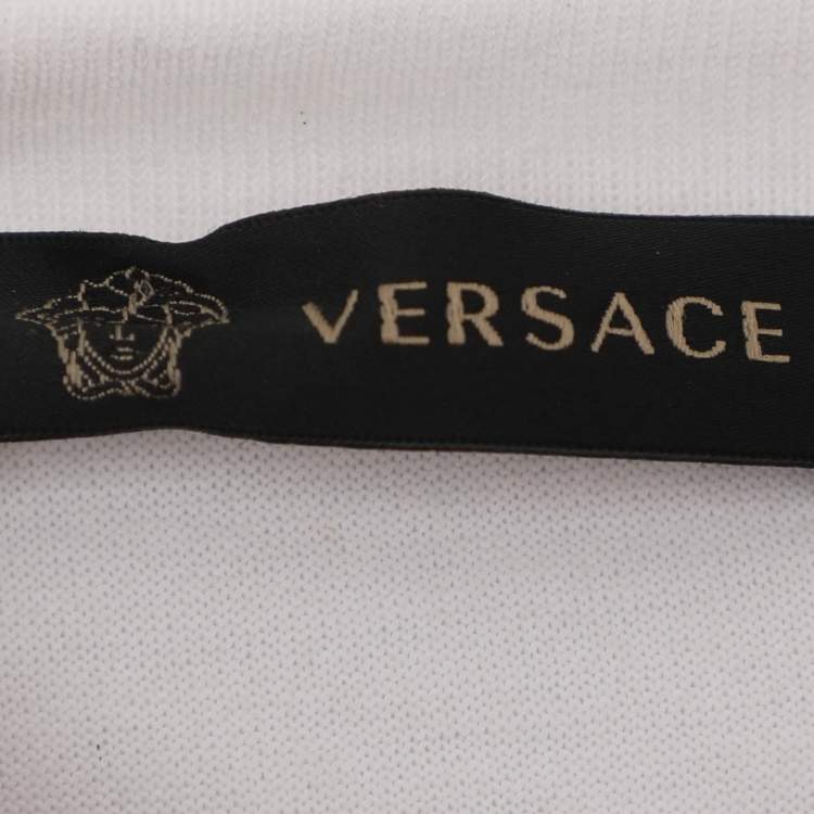 Pre Owned Versace White Cotton Logo Print Crew Neck T-Shirt 2XL