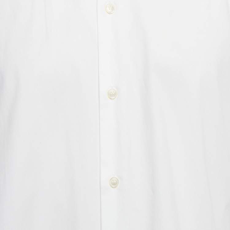 Pre Owned Versace White Baroque Embroidered Collar White Shirt L
