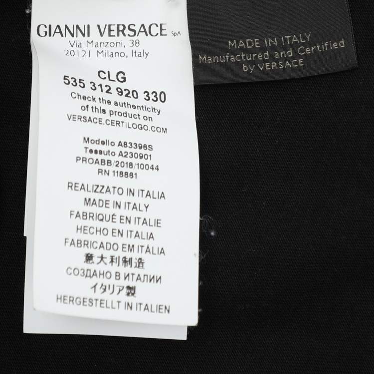 Pre Owned Versace Black Cotton Logo Printed T-Shirt M