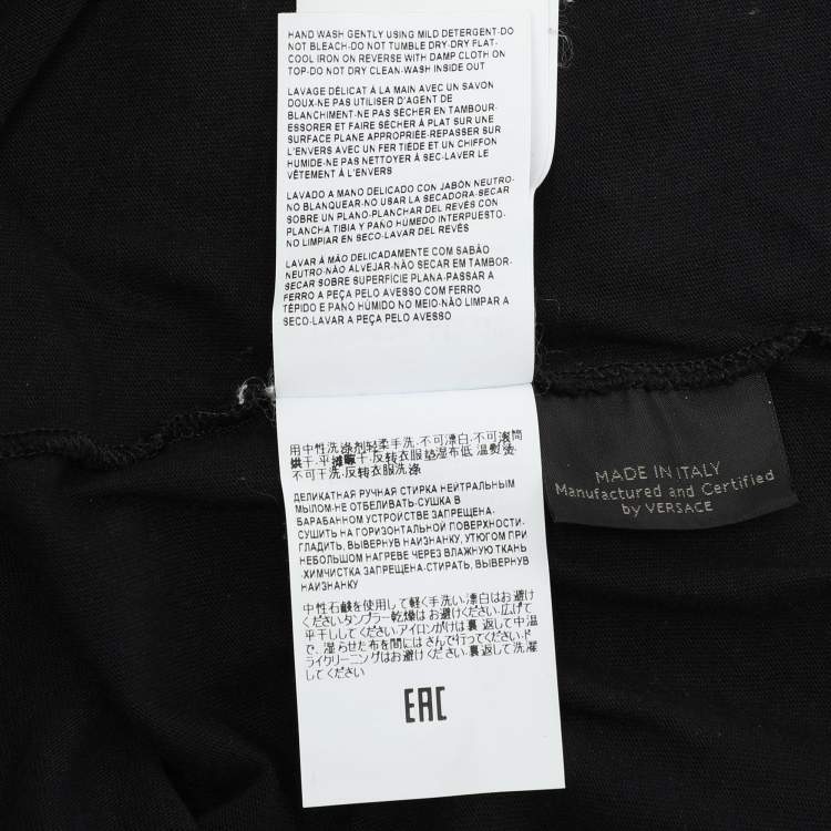 Pre Owned Versace Black Cotton Logo Printed T-Shirt M