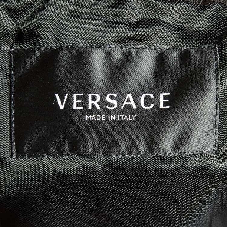 Pre Owned Versace Brown Crocodile Embossed Leather Jacket M