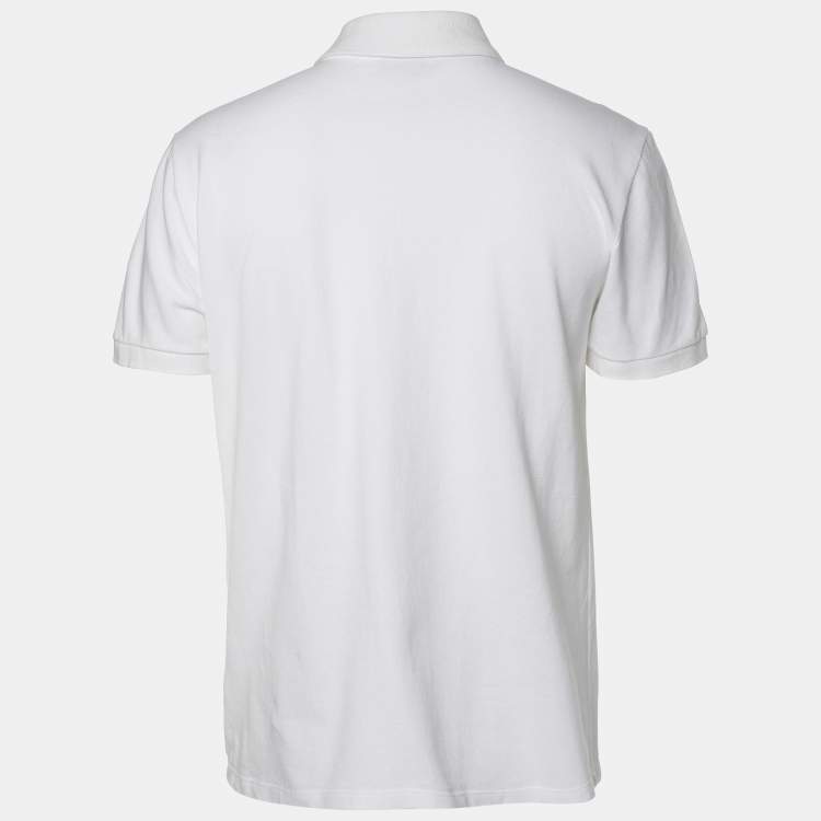 Pre Owned Versace White Cotton Polo Shirt L